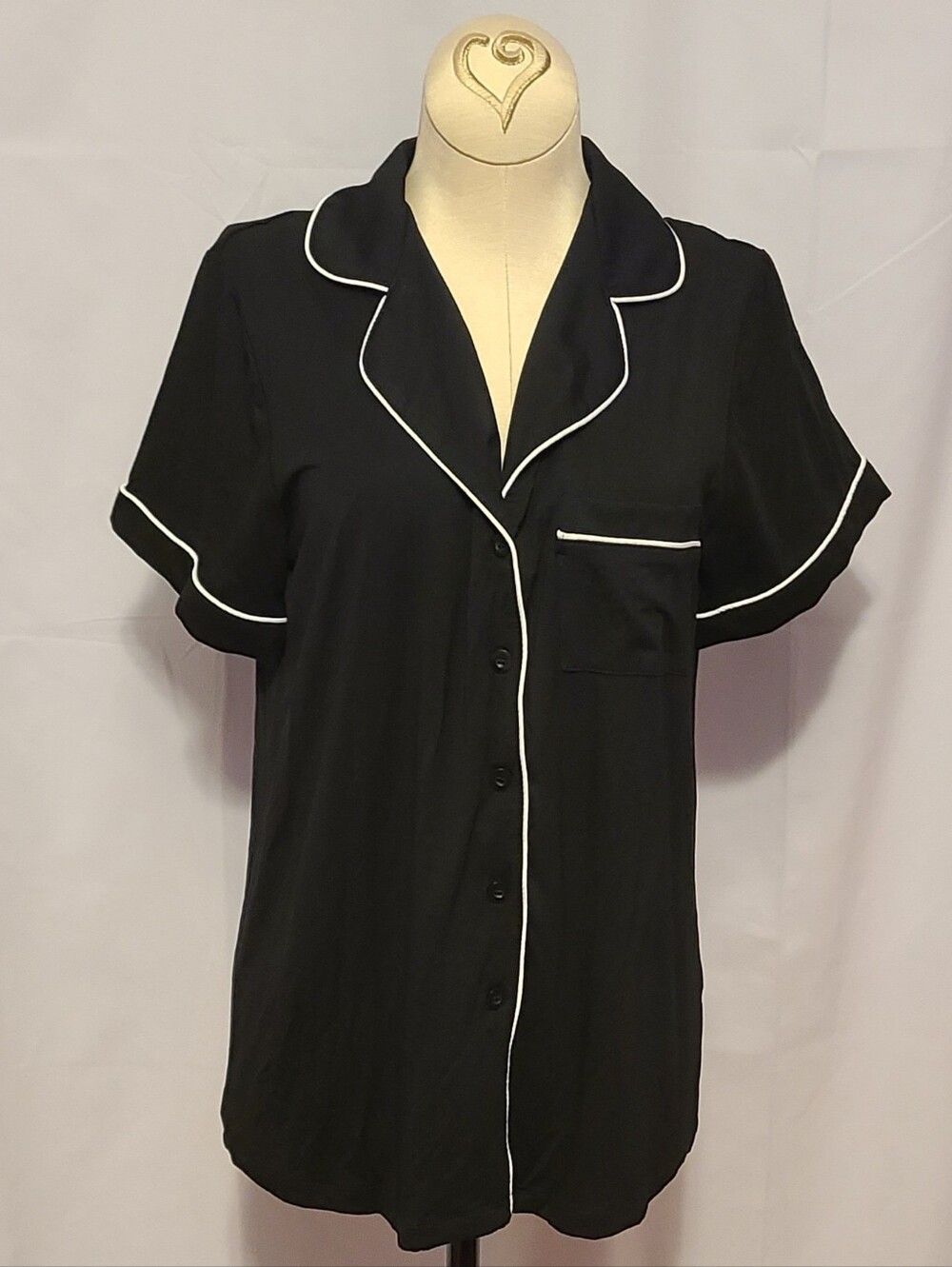 PJ Top Button Up Tiktik Black & White